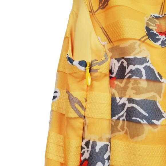 Banana Republic Factory Womens Yellow Floral Stripe Fit & Flare Dress Size 0 NWT - Picture 6 of 8
